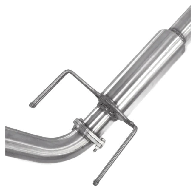 Stainless exhaust pipe section with curved bend on a white background – Torqit DPF Back 3.5″ Performance Exhaust Toyota 300 Series Landcruiser