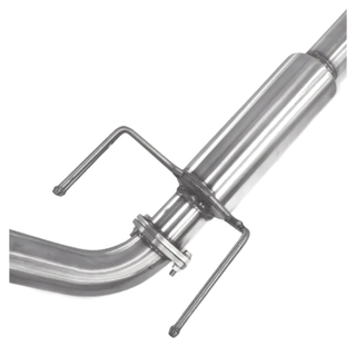 Stainless exhaust pipe section with curved bend on a white background – Torqit DPF Back 3.5″ Performance Exhaust Toyota 300 Series Landcruiser