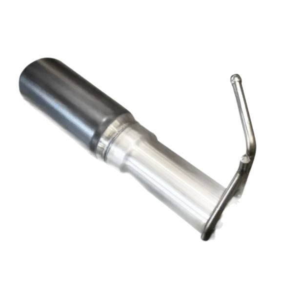 Metallic exhaust pipe on a white background – Torqit Single Exit 3″ Cat Back Performance Exhaust for Jeep Gladiator 2020+