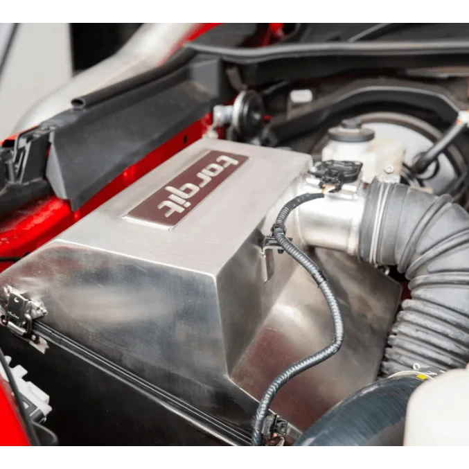 Torqit airbox fitted in the engine bay – Torqit Stainless Steel Airbox (Matte Black) for Toyota Hilux 2.8L