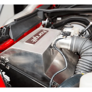 Torqit airbox fitted in the engine bay – Torqit Stainless Steel Airbox (Matte Black) for Toyota Hilux 2.8L