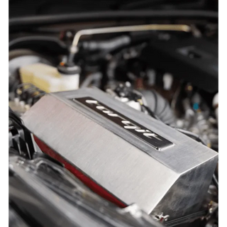 Torqit airbox fitted in the engine bay – Torqit Stainless Steel Airbox (Matte Black) for Toyota Hilux 2.8L