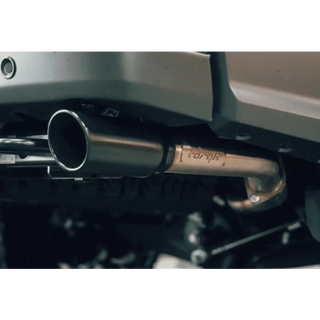 close up of Torqit TWIN 3″ Turbo Back Exhaust for Next-Gen 3.0L V6 Ranger Raptor 2023+