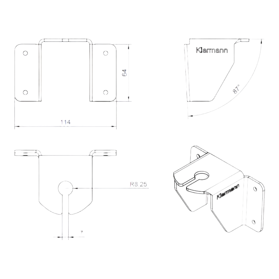 Toyota LandCruiser 78 Series Troop Carrier Alu-Cab roof conversion stainless aerial mount, fits an aerial on either the left or right front side of the conversion