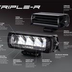 Triple-R LED lightbar with features highlighted on a dark background