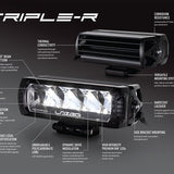 Triple-R LED lightbar with features highlighted on a dark background