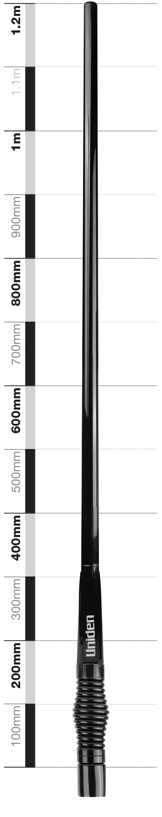 Uniden ATX970 Heavy Duty 6.6 dBi Gain Black Fibreglass Raydome Antenna – full-length antenna