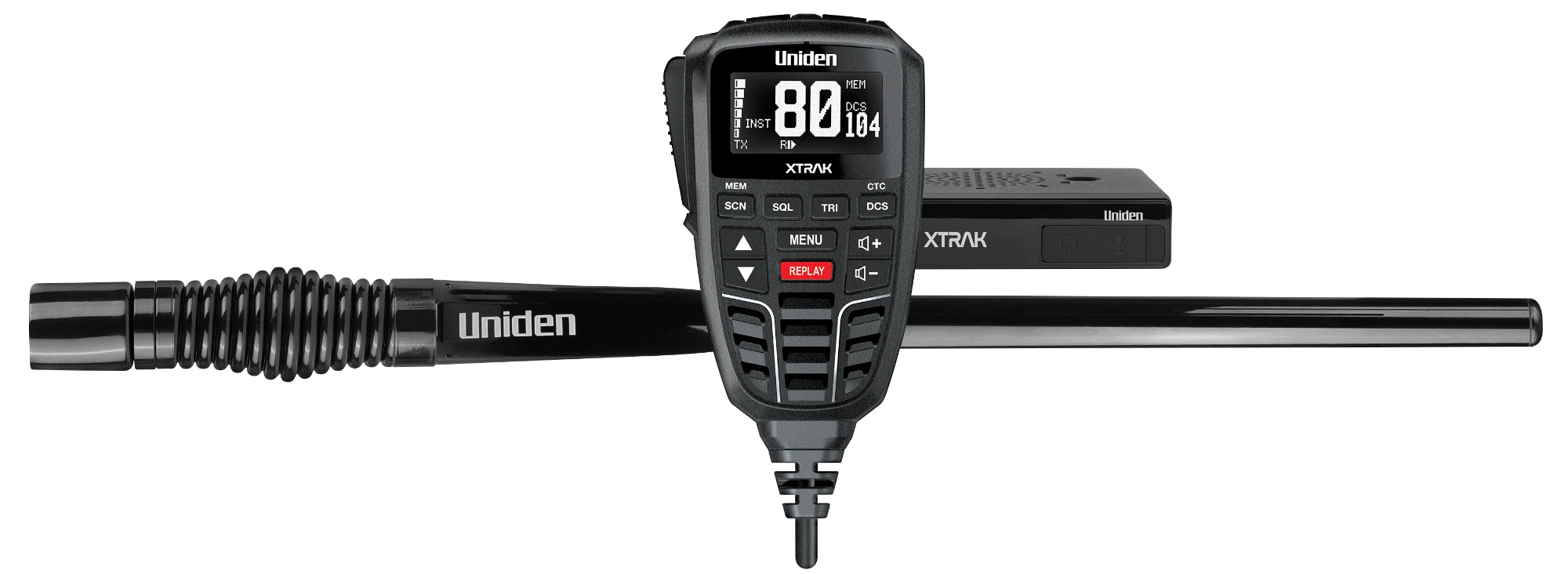 Uniden XTRAK 80 Offroad Pack – controller, radio body and antenna