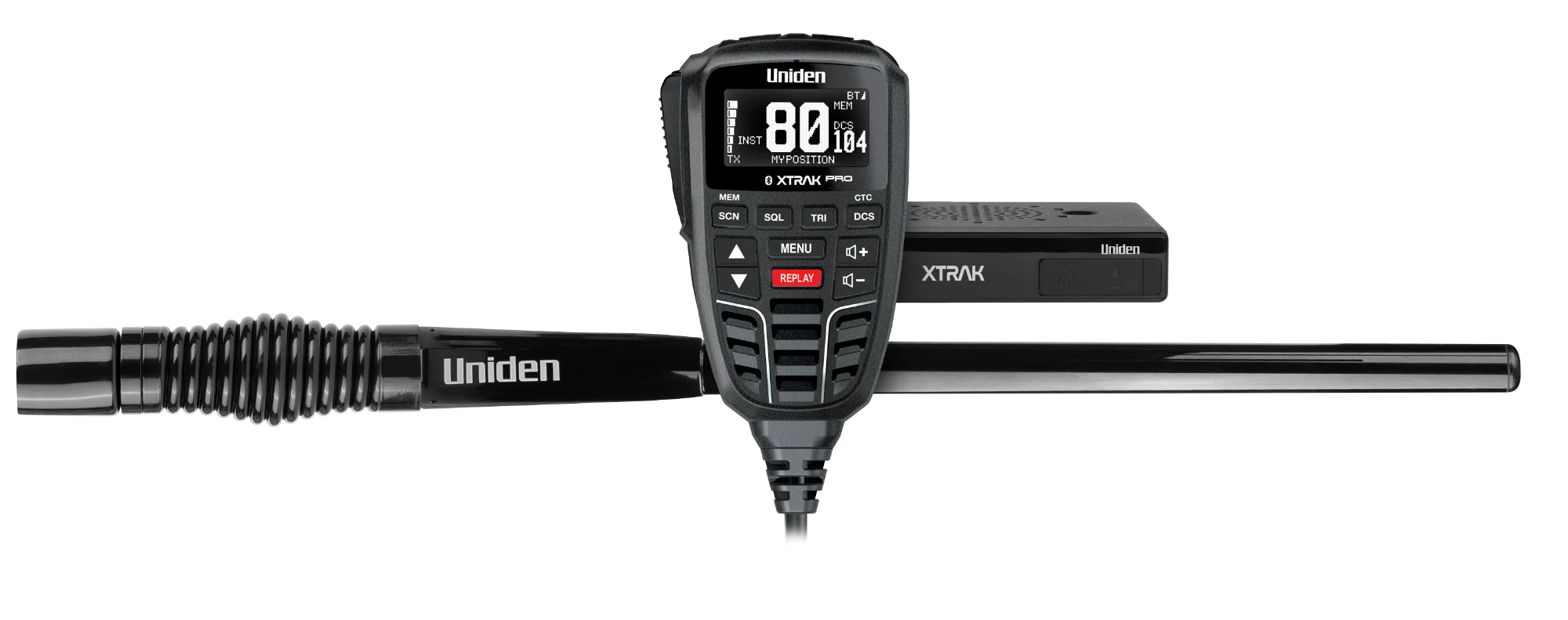 Uniden XTRAK 80 Pro 4x4 Pack – controller, radio body and antenna