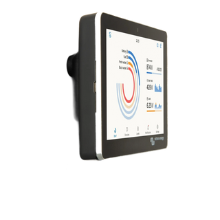 Victron GX Touch 50 wall mount, with GX Touch 50 fitted and screen on
