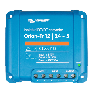 Victron Orion-Tr 12/24-5A 120W isolated DC-DC converter, top view