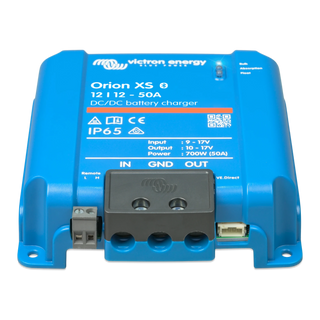 Victron Orion XS 12/12-50A DC-DC battery charger front view with terminal cover