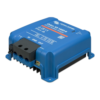 Victron Orion XS 1400 DC-DC charger, left-side angle view