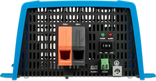 Victron Phoenix 12/1600 inverter battery terminal end with power switch and VE.Direct port