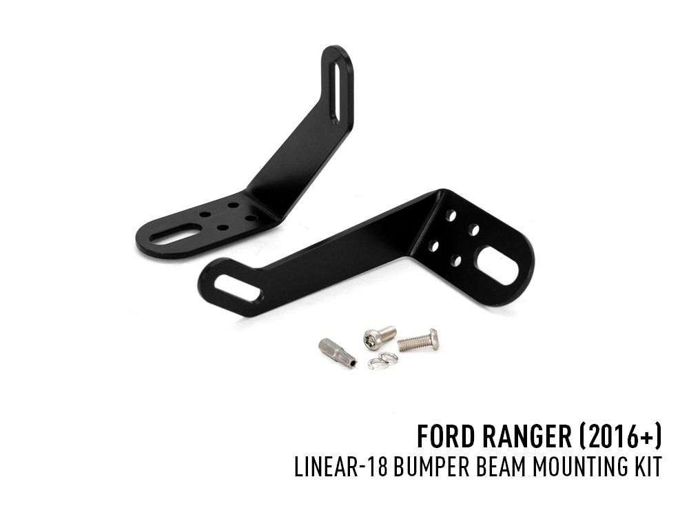 Black bumper beam mounting kit for Ford Ranger (2016+) on a white background