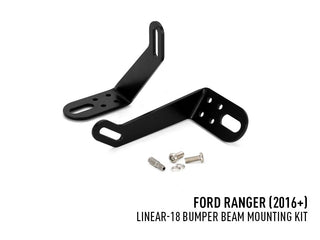 Black bumper beam mounting kit for Ford Ranger (2016+) on a white background