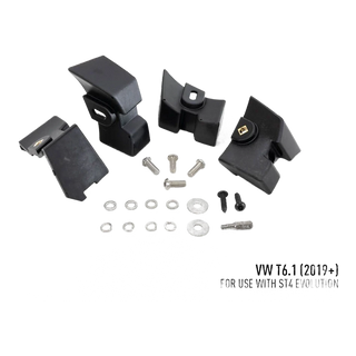Lazer Lamps VW T6.1 Grille Kit – black mechanical components with screws on a white background, labeled for VW T6.1 (2019+).