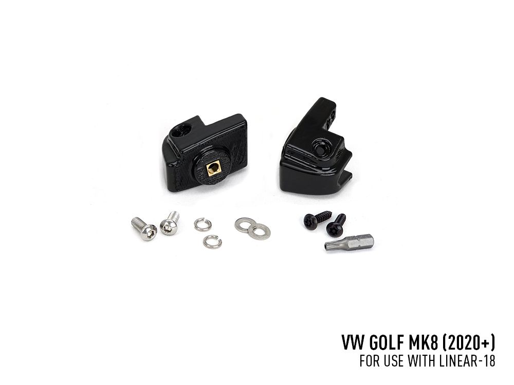 Black mechanical components with screws on a white background, labeled for VW Golf MK8.