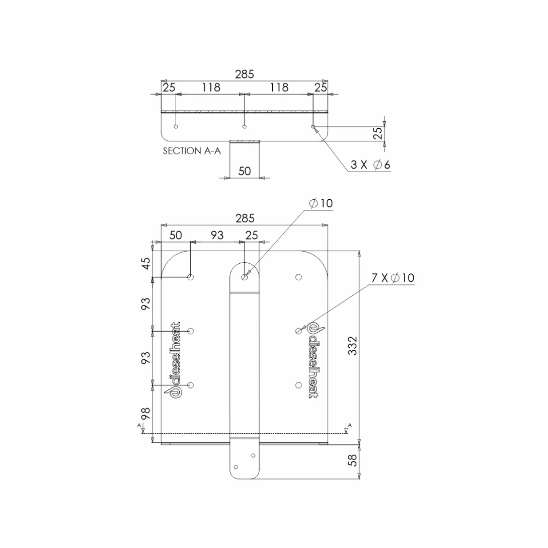 Wafer Tank Mounting Bracket to suit 10L Black Wafer Fuel Tank for Diesel