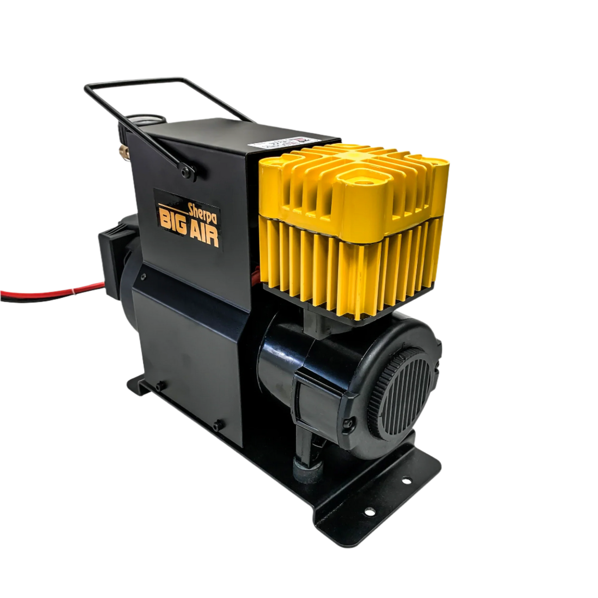 PORTABLE 12V OIL FREE AIR COMPRESSOR Sherpa have built on their high performance winch designs to couple a massive electric motor to a completely new air compressor. The Sherpa BIG AIR is an oil free compressor that has been optimised to deliver air up to 90 PSI meaning it can deliver higher volumes at more usable pressures. | Perth Pro Auto