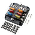 Fuse Block 6 Way Fuse Negative Bus Bar & Red LED & Fuses