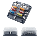 Fuse Block 6 Way Fuse Negative Bus Bar & Red LED & Fuses