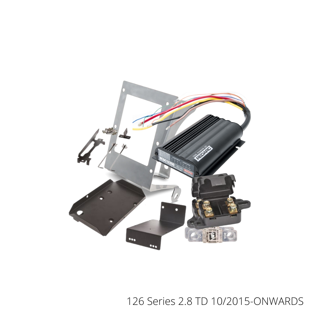 Under bonnet dual battery kit contents for the Toyota Hilux and Fortuner 126 Series 2.8 turbo diesel, 2015 onwards
