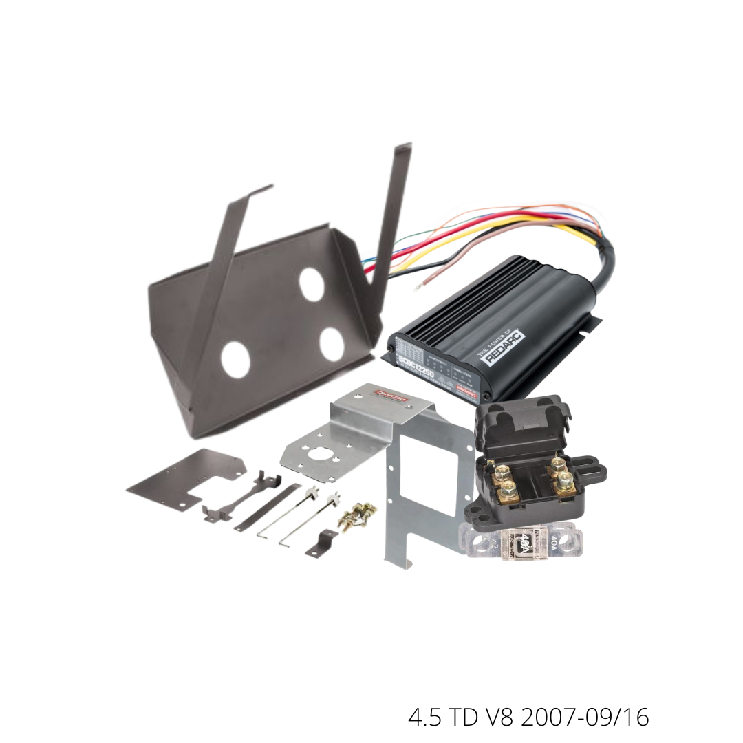 Under bonnet dual battery kit contents for the Toyota LandCruiser 70 Series 4.5TD V8, 2007 to 09/2016