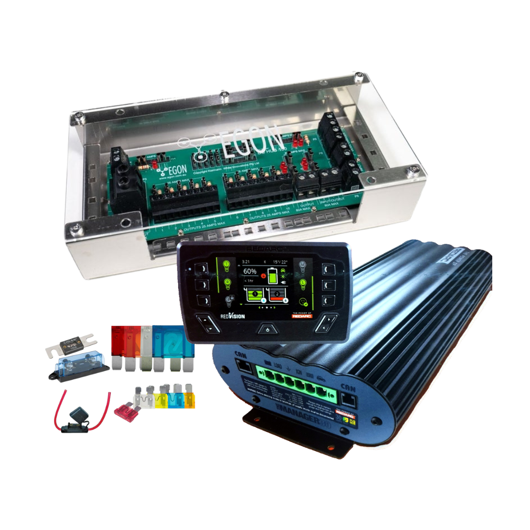 This unique 12V Electrical Kit includes all the essentials at a great kit price. The kit includes a BMS1230S3R Manager30 with RedVision Display from Redarc, their most popular DC-DC Charger, EGONs DC Hub Kit for making DIY installations as simple as possible, and the DC Hub Fuse Kit - all the essential fuses and holders you need for this installation along with some spares just in case! perthpro auto electric parts