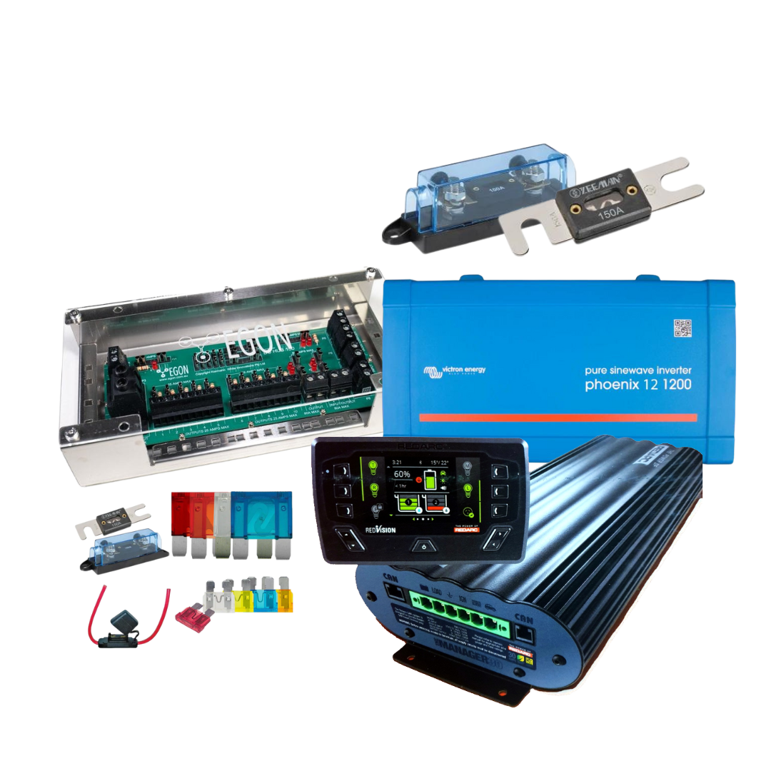 This unique 12V Electrical Kit includes all the essentials at a great kit price. The kit includes a BMS1230S3R Manager30 with RedVision Display from Redarc, their most popular DC-DC Charger, EGONs DC Hub Kit for making DIY installations as simple as possible, and the DC Hub Fuse Kit - all the essential fuses and holders you need for this installation along with some spares just in case! perthpro auto electric parts
