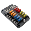 Fuse Block 12 Way Fuse Negative Bus Bar & Red LED & Fuses