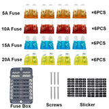 Fuse Block 12 Way Fuse Negative Bus Bar & Red LED & Fuses | Power Distribution