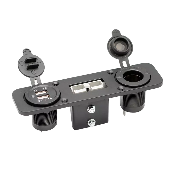 Powerhouse Triple Flush Mount Housing With 50A Plug, Accessory Power Socket & Dual USB Ports