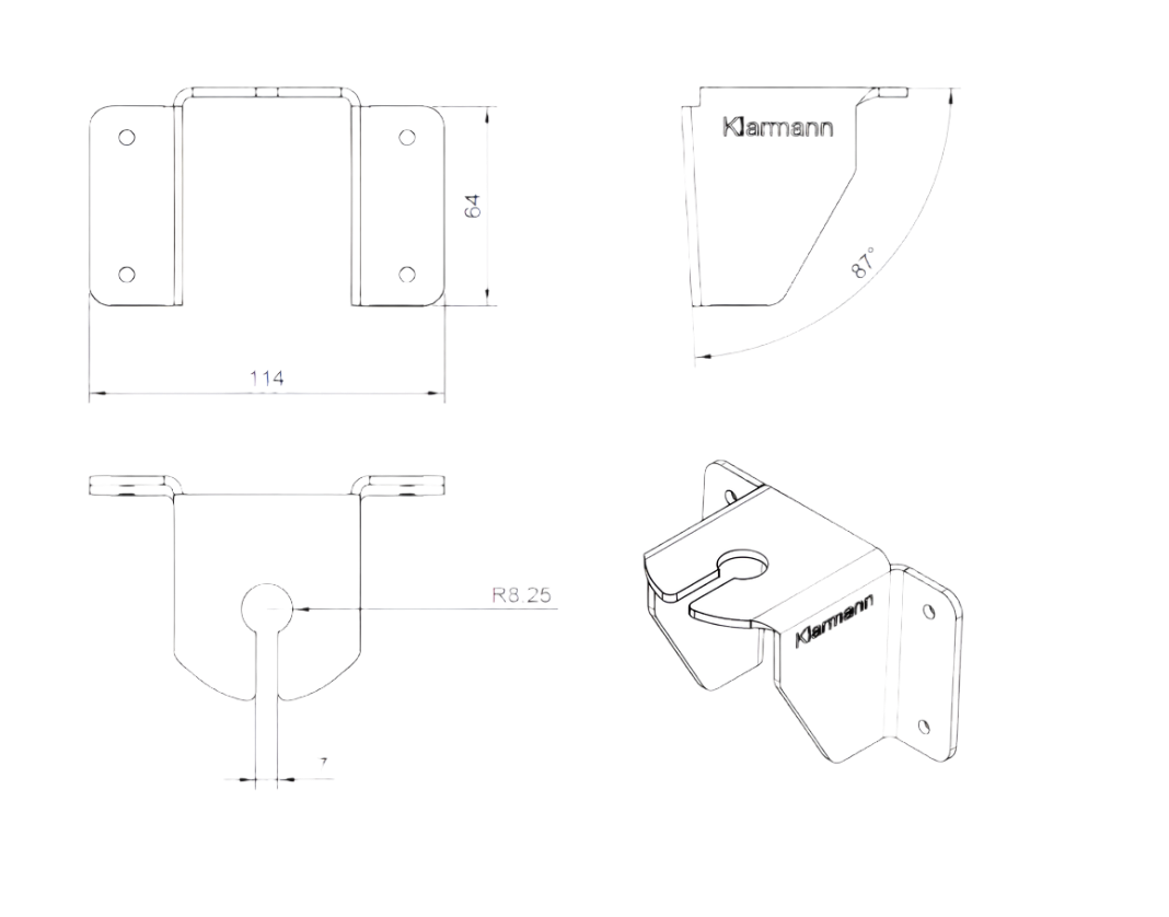 The Toyota Land cruiser 78 series Troop carrier Alu Cab roof conversion stainless aerial mount is designed to mount an aerial on either the left or right side of the vehicle at the front side of the conversion.