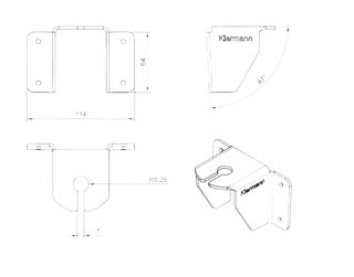 The Toyota Land cruiser 78 series Troop carrier Alu Cab roof conversion stainless aerial mount is designed to mount an aerial on either the left or right side of the vehicle at the front side of the conversion.