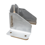 The Toyota Land cruiser 78 series Troop carrier Alu Cab roof conversion stainless aerial mount is designed to mount an aerial on either the left or right side of the vehicle at the front side of the conversion.